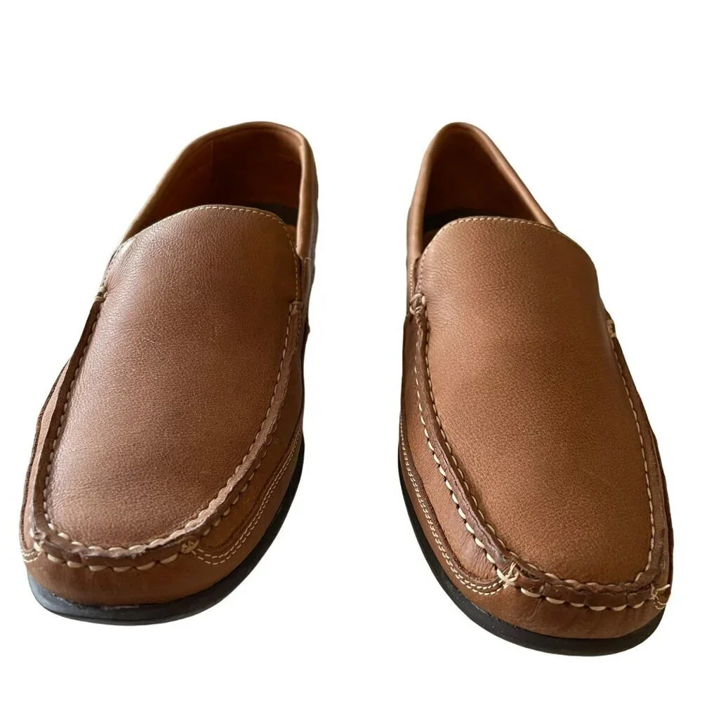 Johnston & Murphy Men's Brown Leather Venetian Loafer Slip On Sz 9.5 NEW